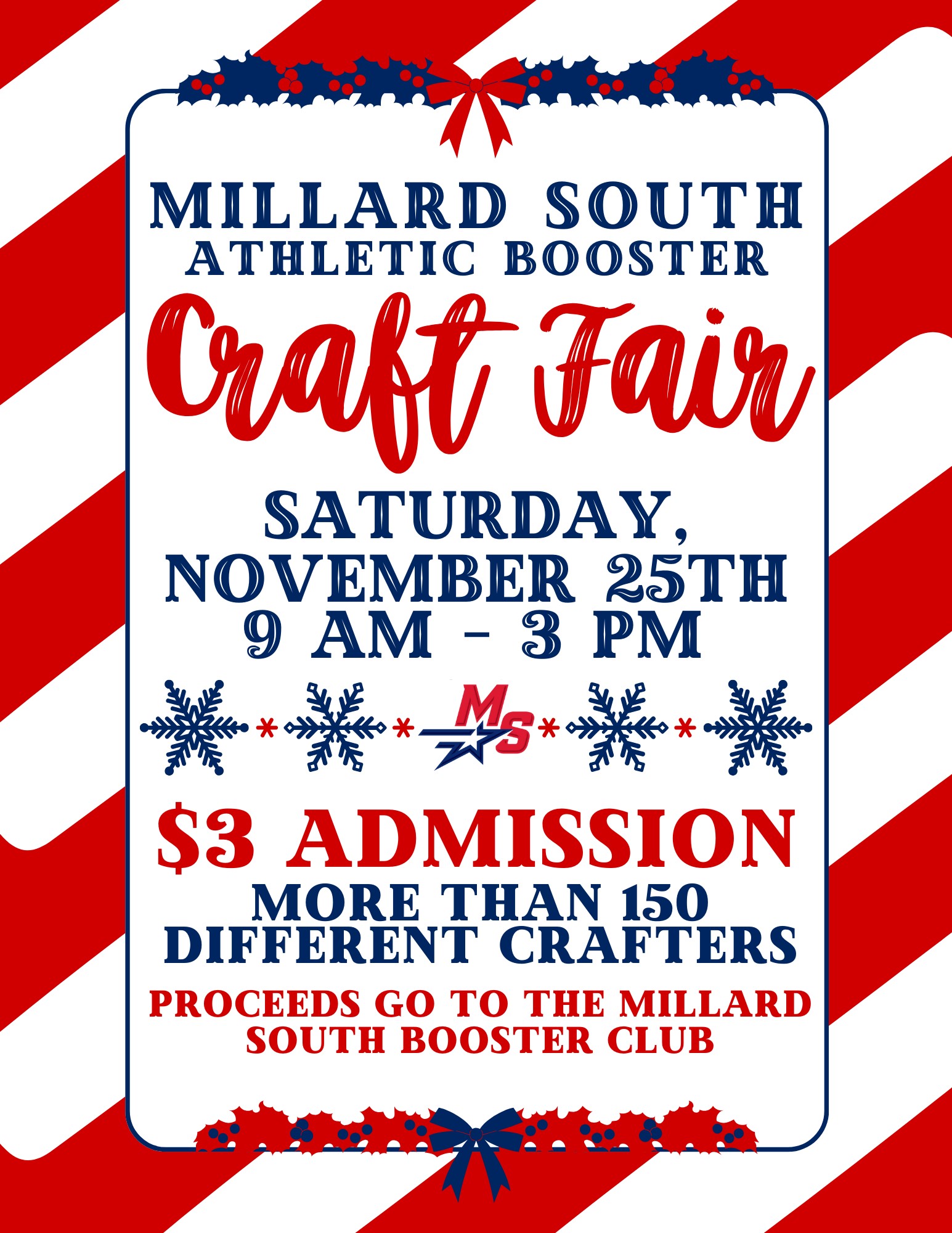 Craft Fair! Sat, November 25th Millard South High School Millard